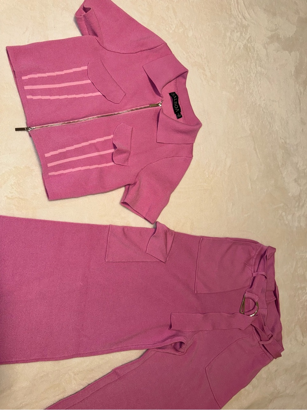 Aldo Mora Pink Wide-Leg Jumpsuit with Zip-Front Top